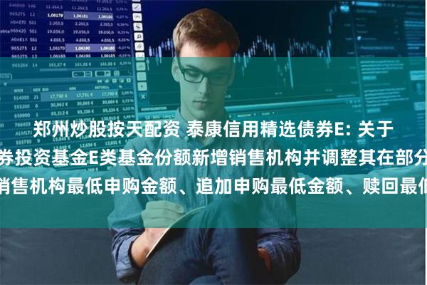 郑州炒股按天配资 泰康信用精选债券E: 关于泰康信用精选债券型证券投资基金E类基金份额新增销售机构并调整其在部分销售机构最低申购金额、追加申购最低金额、赎回最低份额和持有最低限额的公告