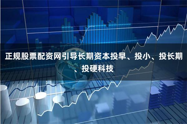 正规股票配资网引导长期资本投早、投小、投长期、投硬科技